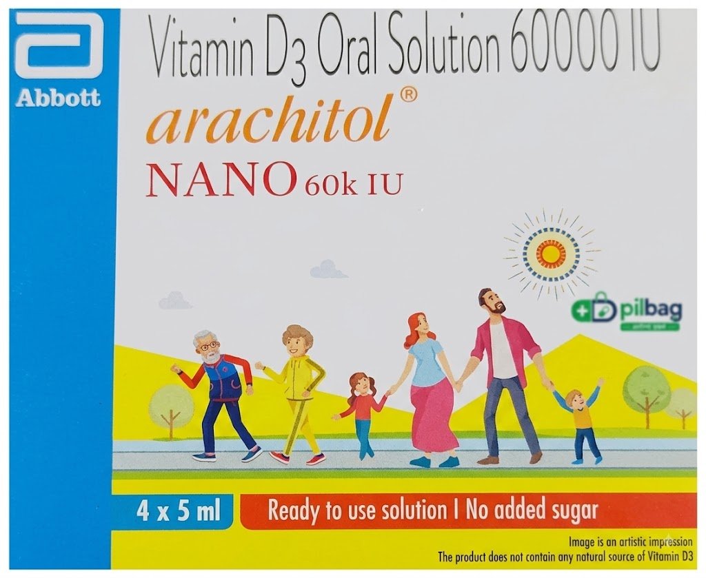 Arachitol Nano Bottle 60K IU Vitamin D3 Oral Solution (5ml each) | Bone, Joint and Muscle Care